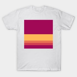 A beautiful unity of Licorice, Dark Fuchsia, Brick Red, Light Red Ochre and Pastel Orange stripes. T-Shirt